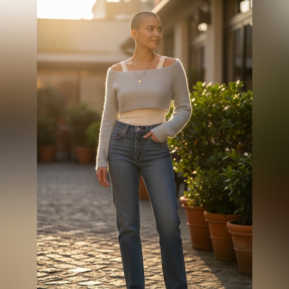 American Eagle Outfitters Women's V-Neck Sweater in Light Gray